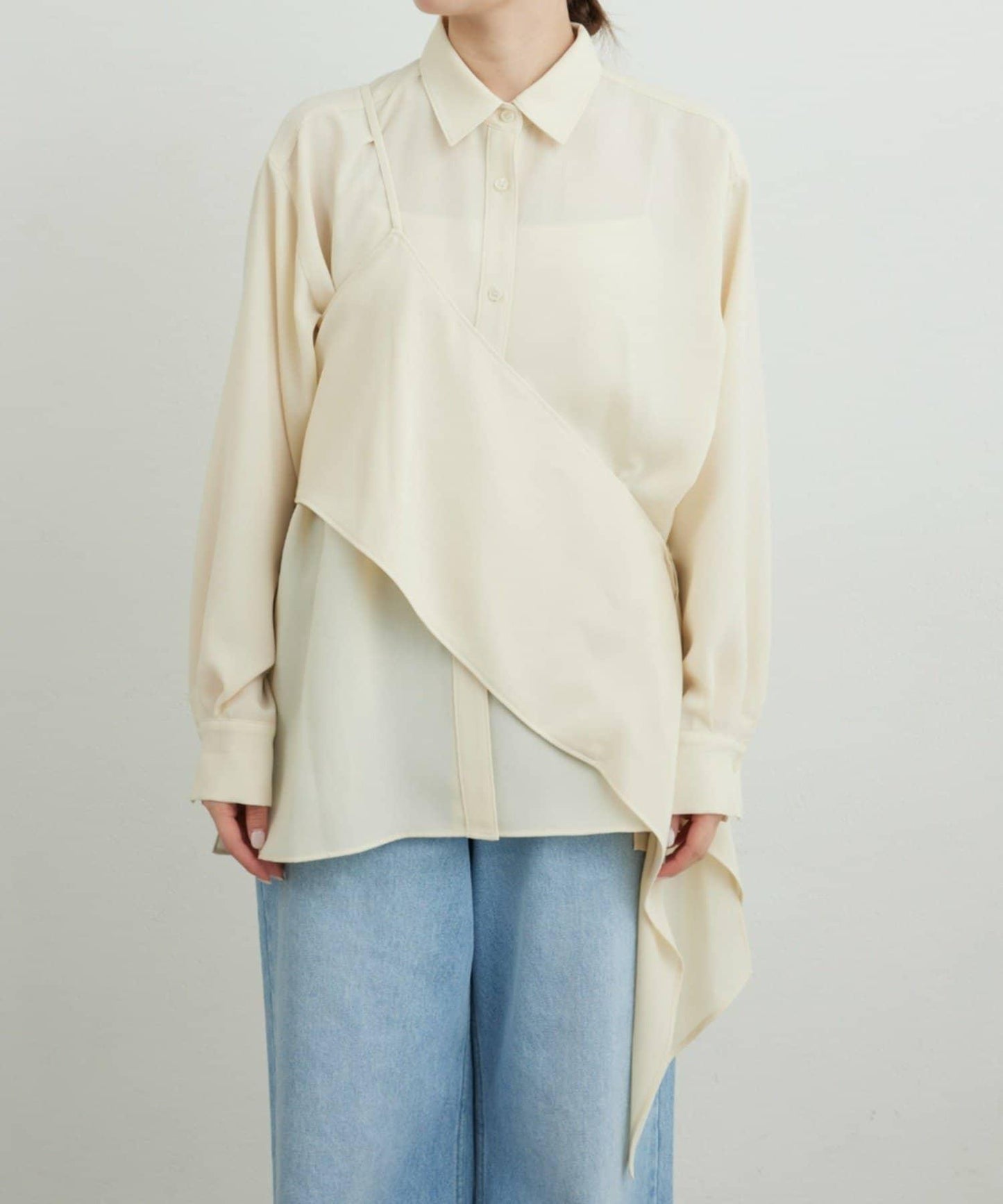 單肩疊穿設計 襯衫