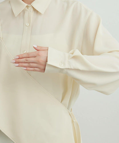 單肩疊穿設計 襯衫