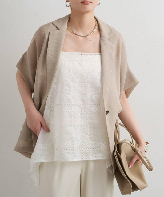 2WAY パネル蕾絲刺繡吊帶背心