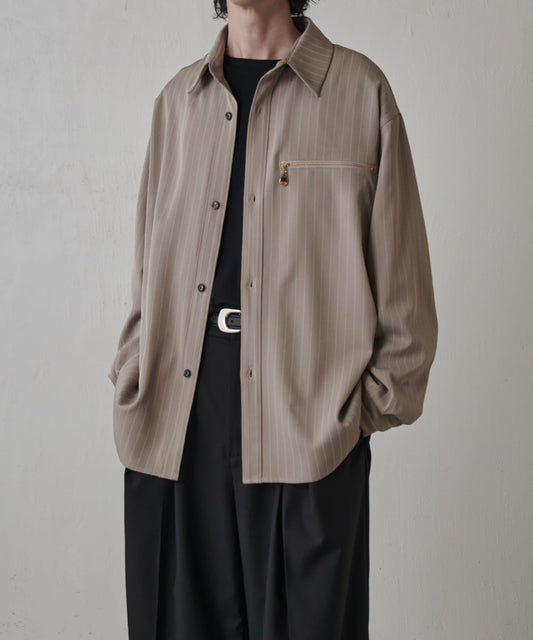 條紋寬鬆襯衫夾克