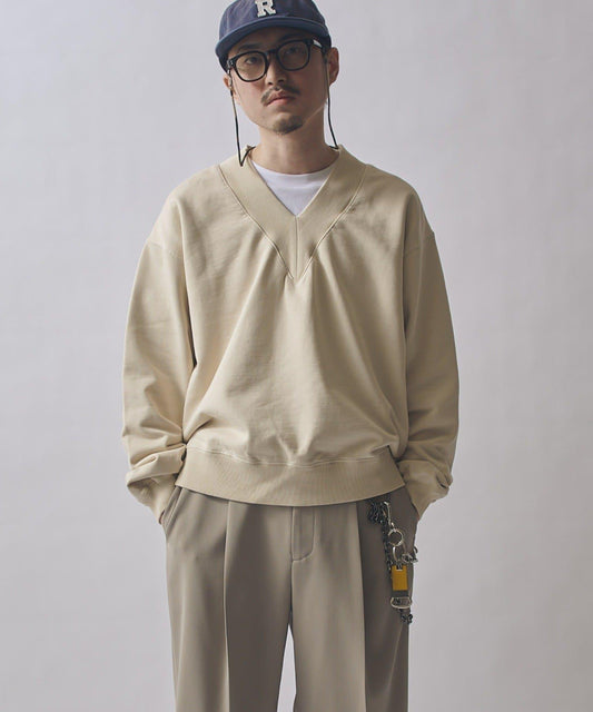 雪花水洗V領衛衣