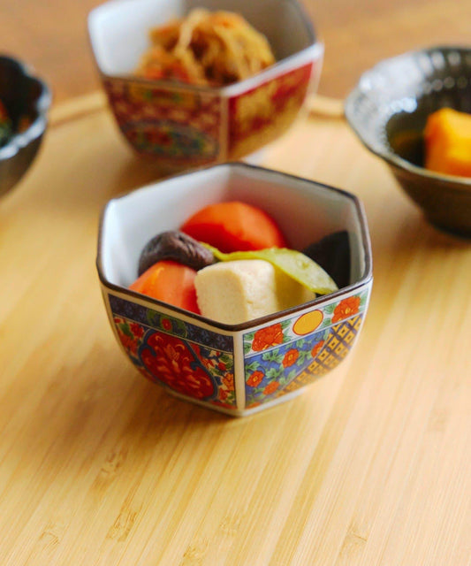 六角牡丹圖案 日式風 小碗