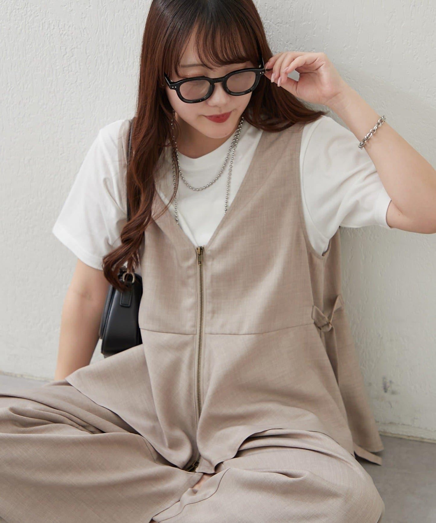 兩件套 WZIP 荷葉邊馬甲 闊腿褲套裝