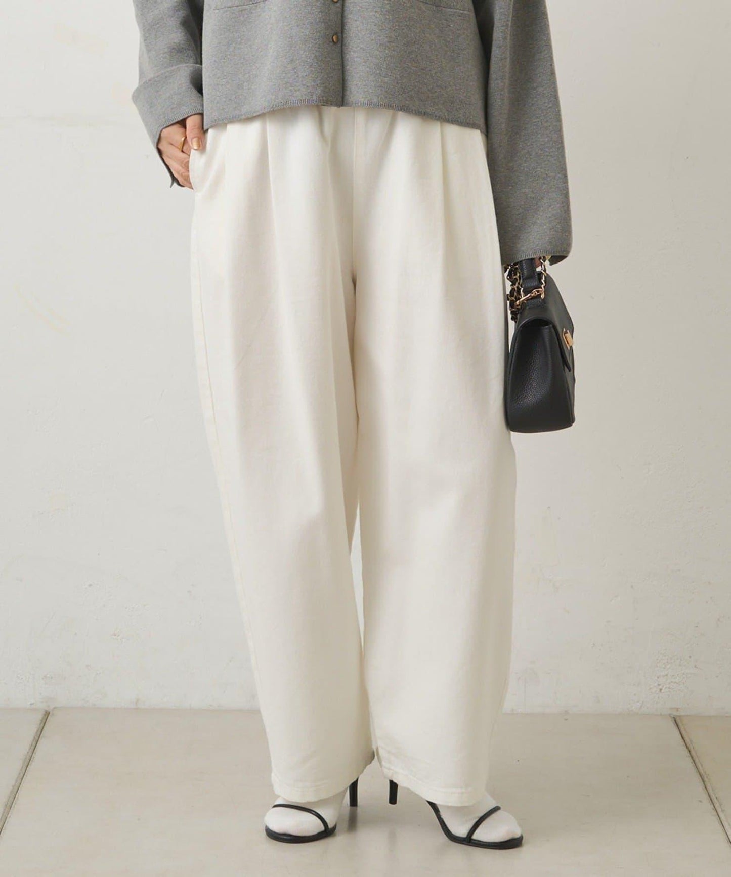 天絲混紡牛仔雙褶休閒褲