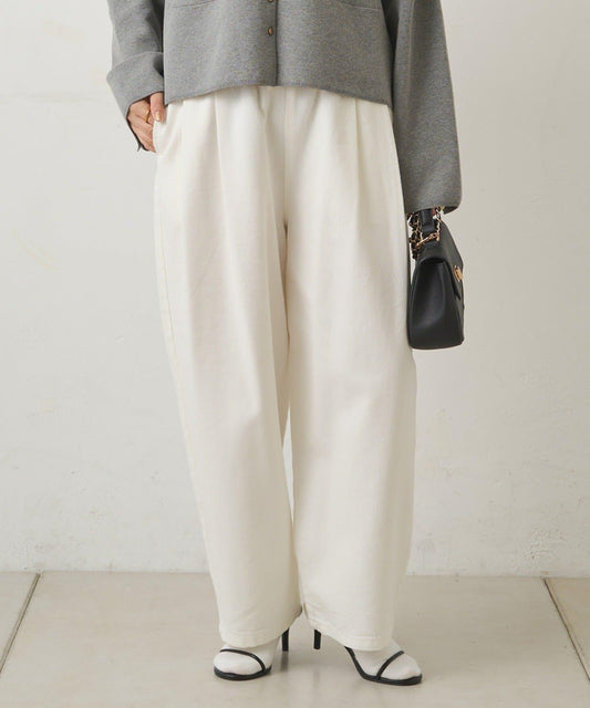 天絲混紡牛仔雙褶休閒褲