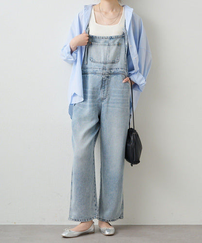 天絲混紡牛仔揹帶褲