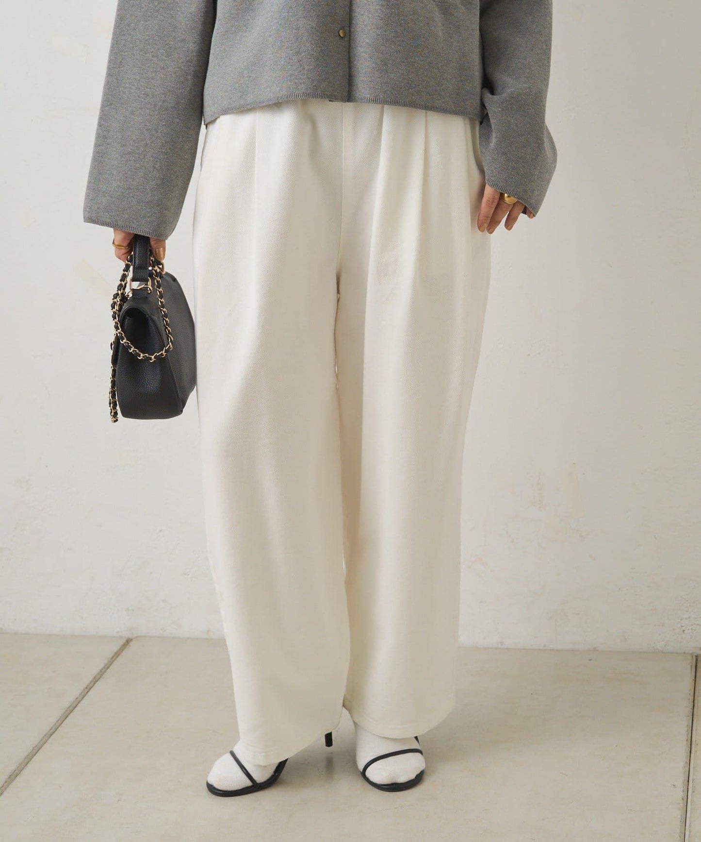 天絲混紡牛仔雙褶休閒褲