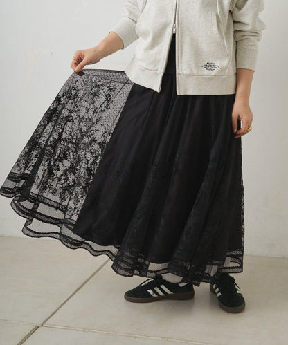 可手洗 成型蕾絲 半身裙
