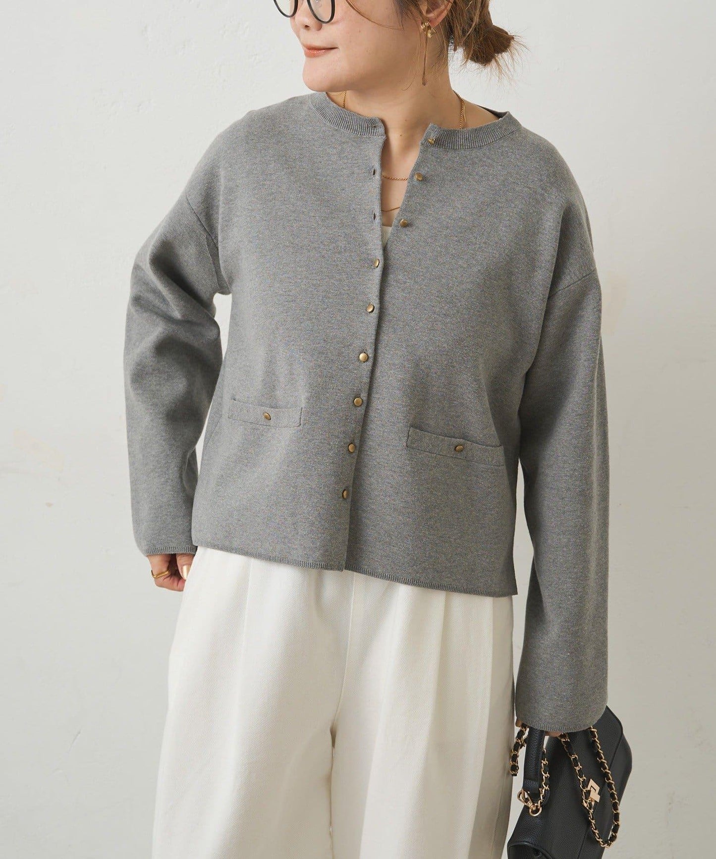 可手洗 米蘭羅紋 針織開衫