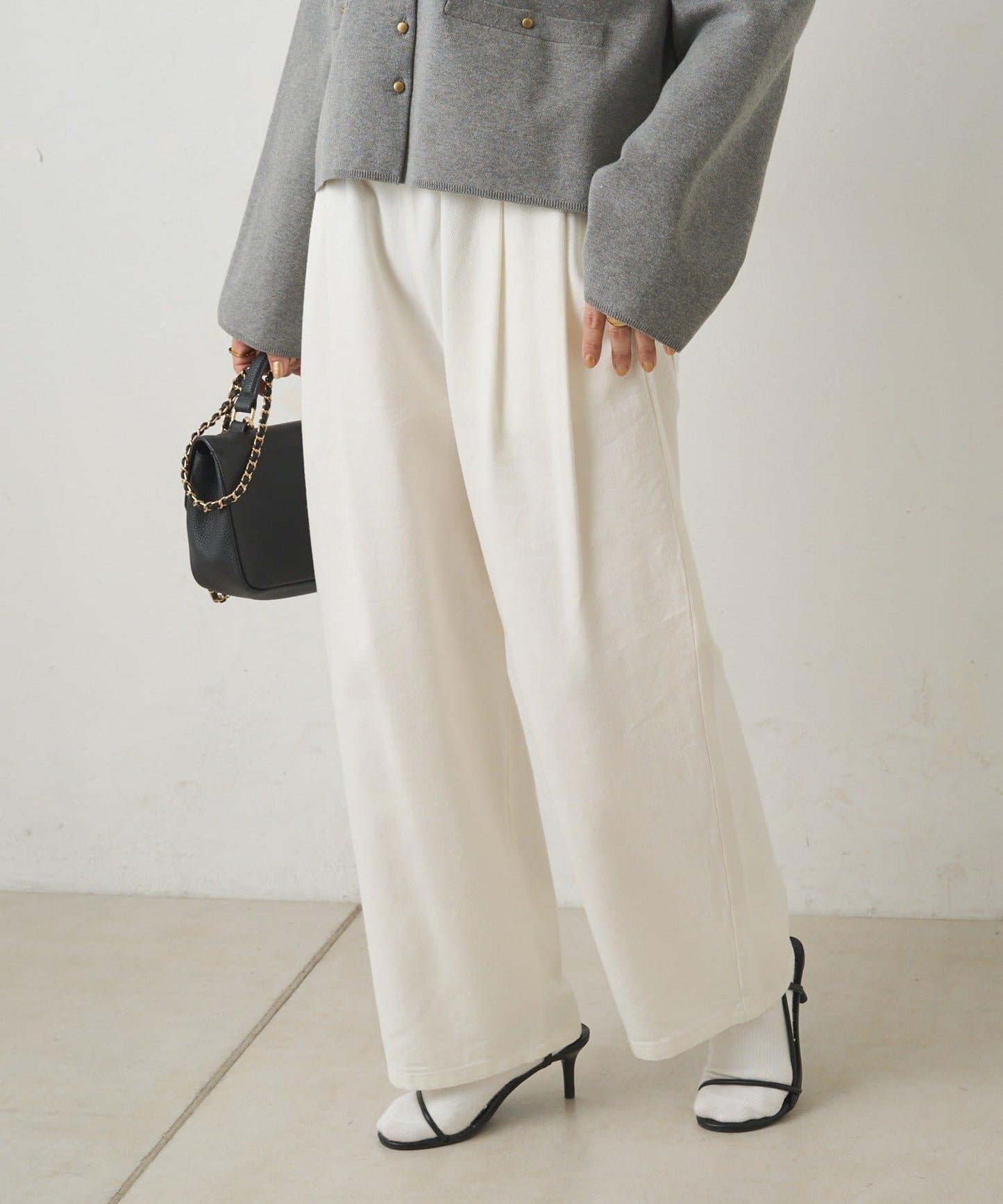 天絲混紡牛仔雙褶休閒褲