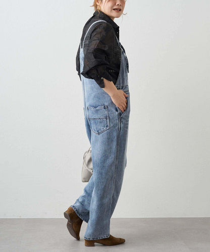 天絲混紡牛仔揹帶褲