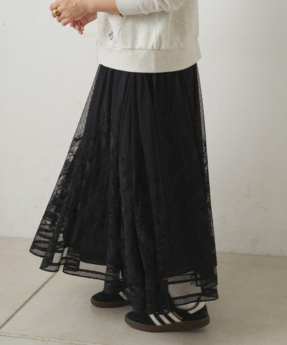 可手洗 成型蕾絲 半身裙