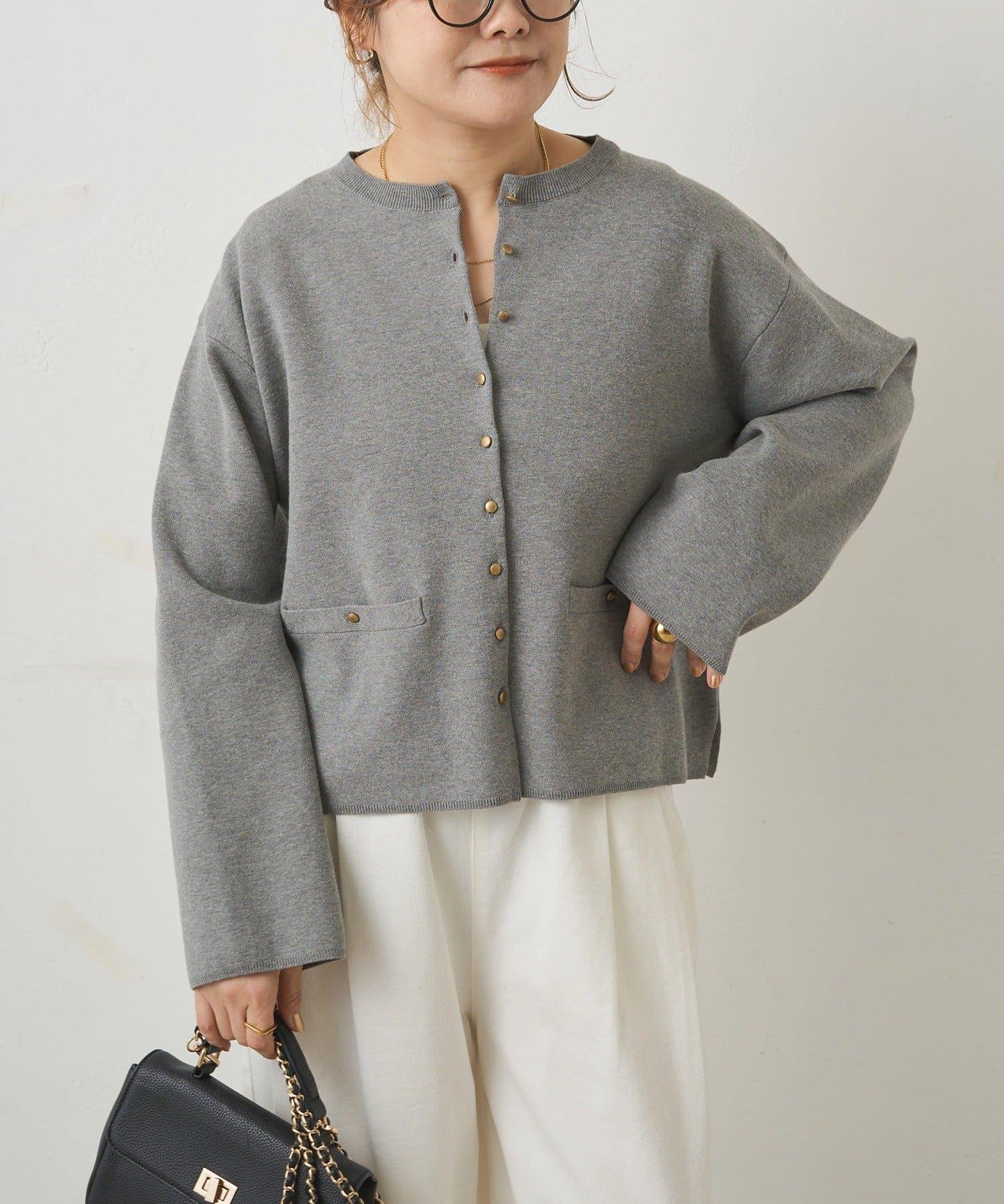 可手洗 米蘭羅紋 針織開衫