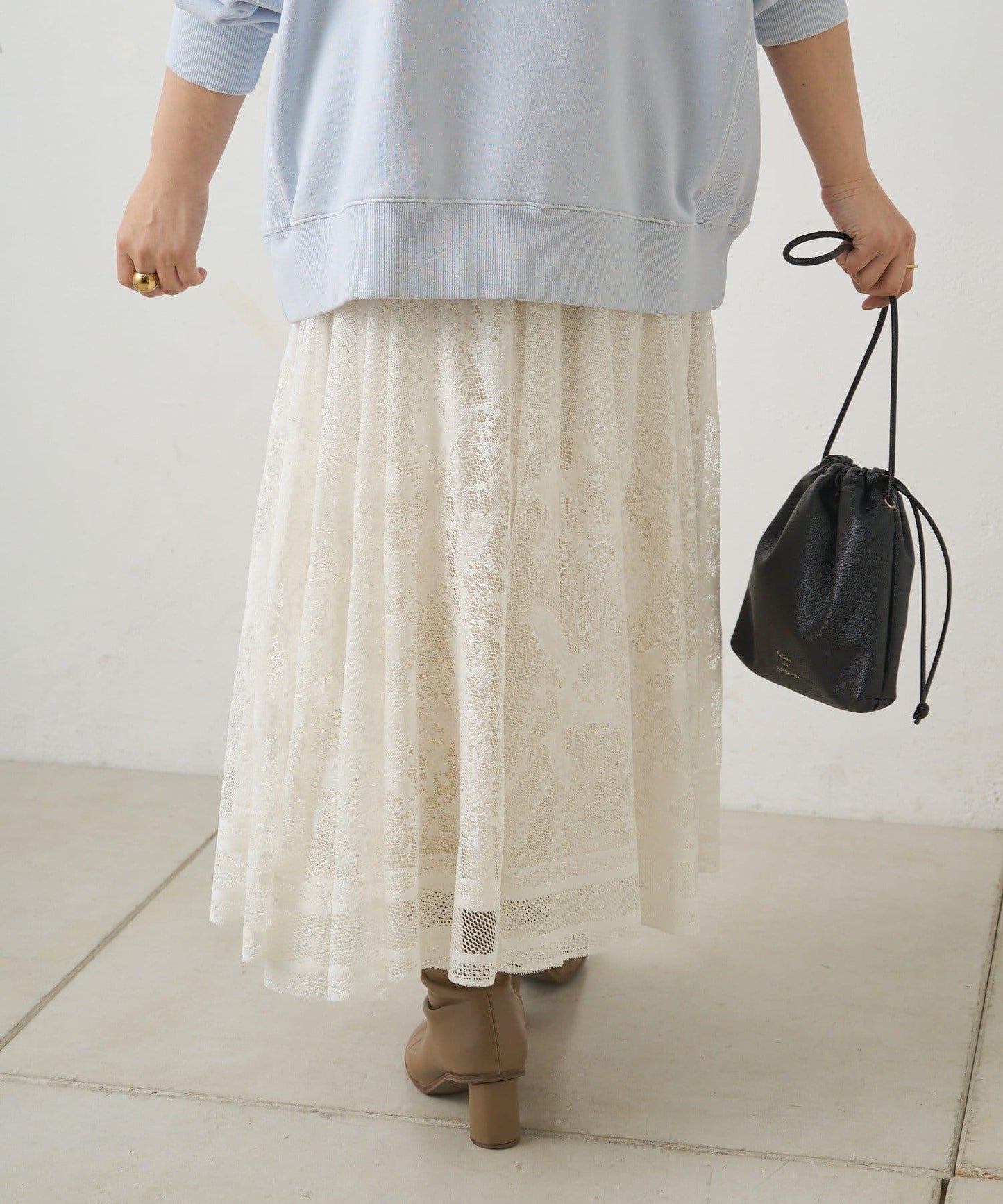 可手洗 成型蕾絲 半身裙