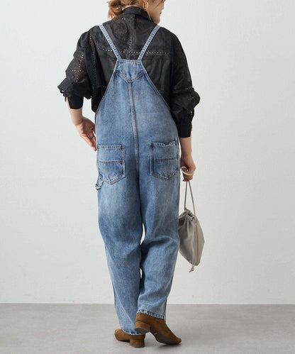 天絲混紡牛仔揹帶褲