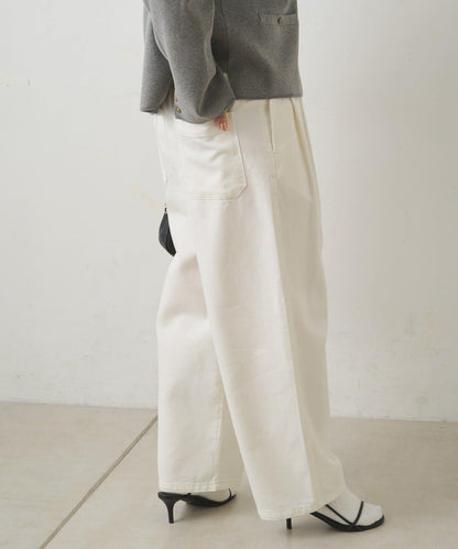 天絲混紡牛仔雙褶休閒褲