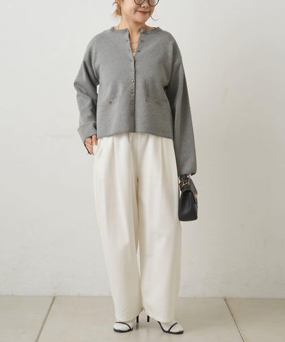 天絲混紡牛仔雙褶休閒褲