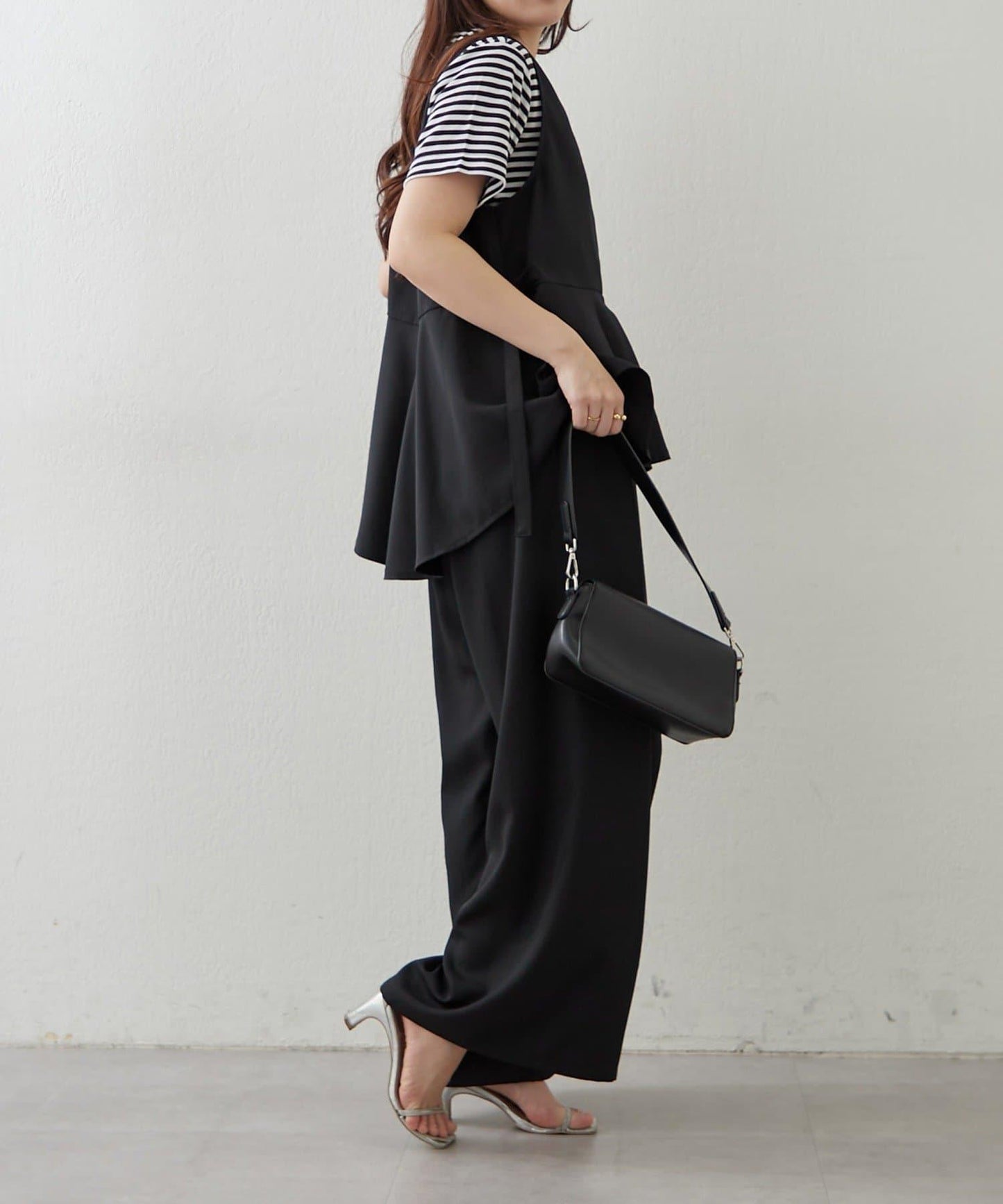 兩件套 WZIP 荷葉邊馬甲 闊腿褲套裝