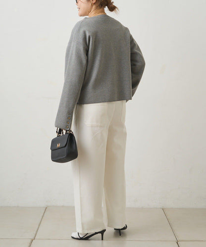 天絲混紡牛仔雙褶休閒褲