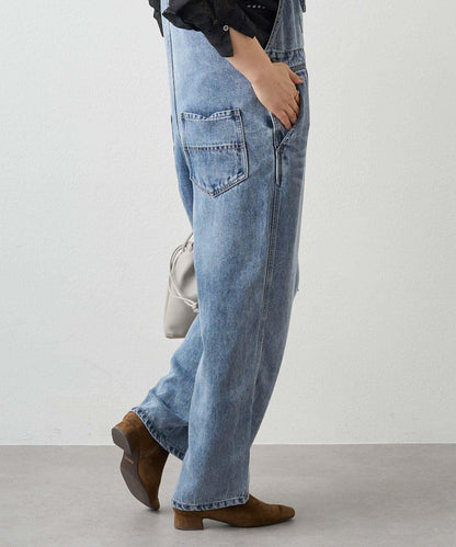 天絲混紡牛仔揹帶褲