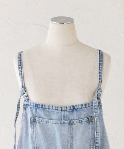 天絲混紡牛仔揹帶褲