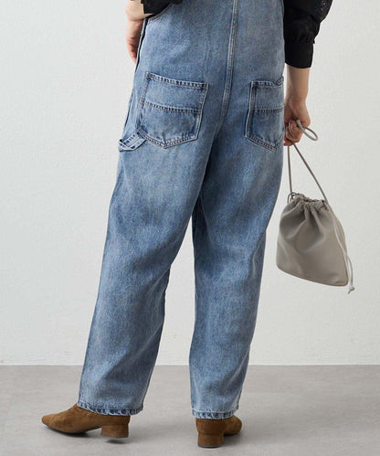 天絲混紡牛仔揹帶褲