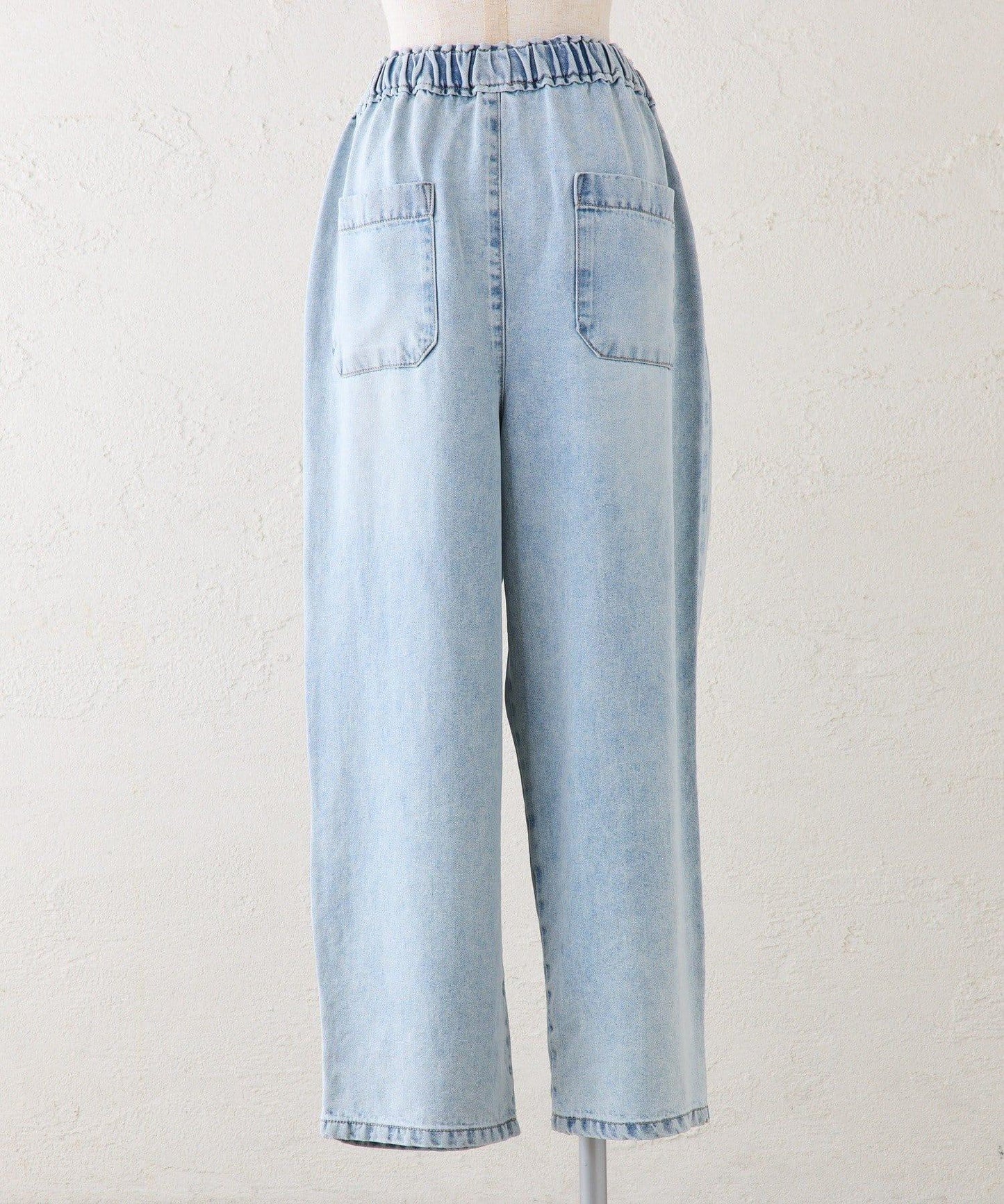 天絲混紡牛仔雙褶休閒褲