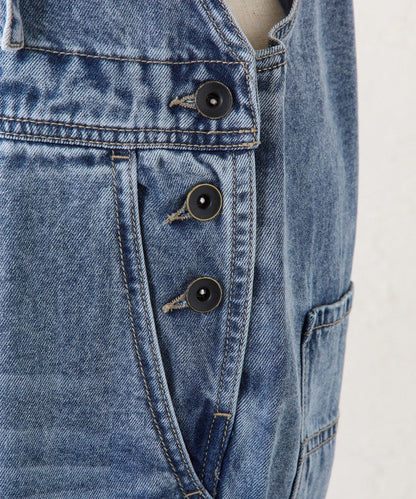 天絲混紡牛仔揹帶褲