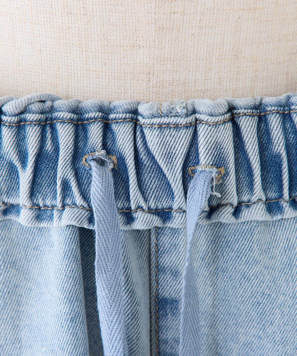 天絲混紡牛仔雙褶休閒褲