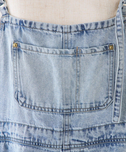 天絲混紡牛仔揹帶褲