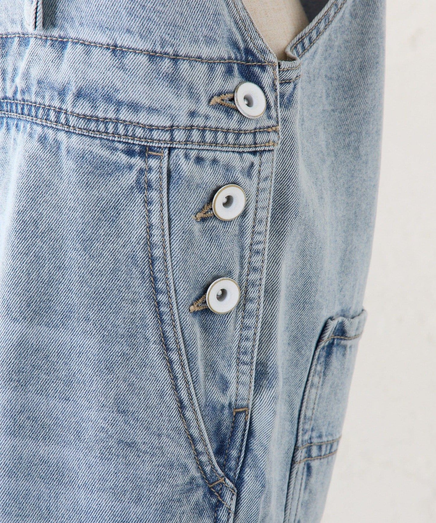 天絲混紡牛仔揹帶褲