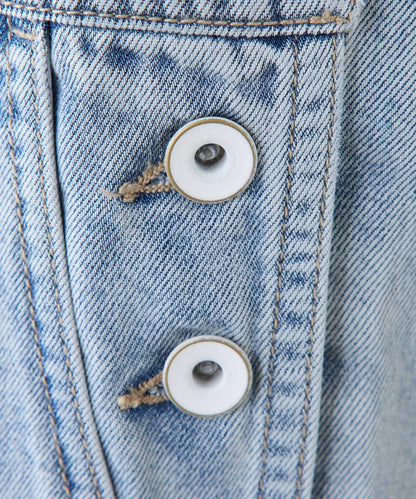 天絲混紡牛仔揹帶褲