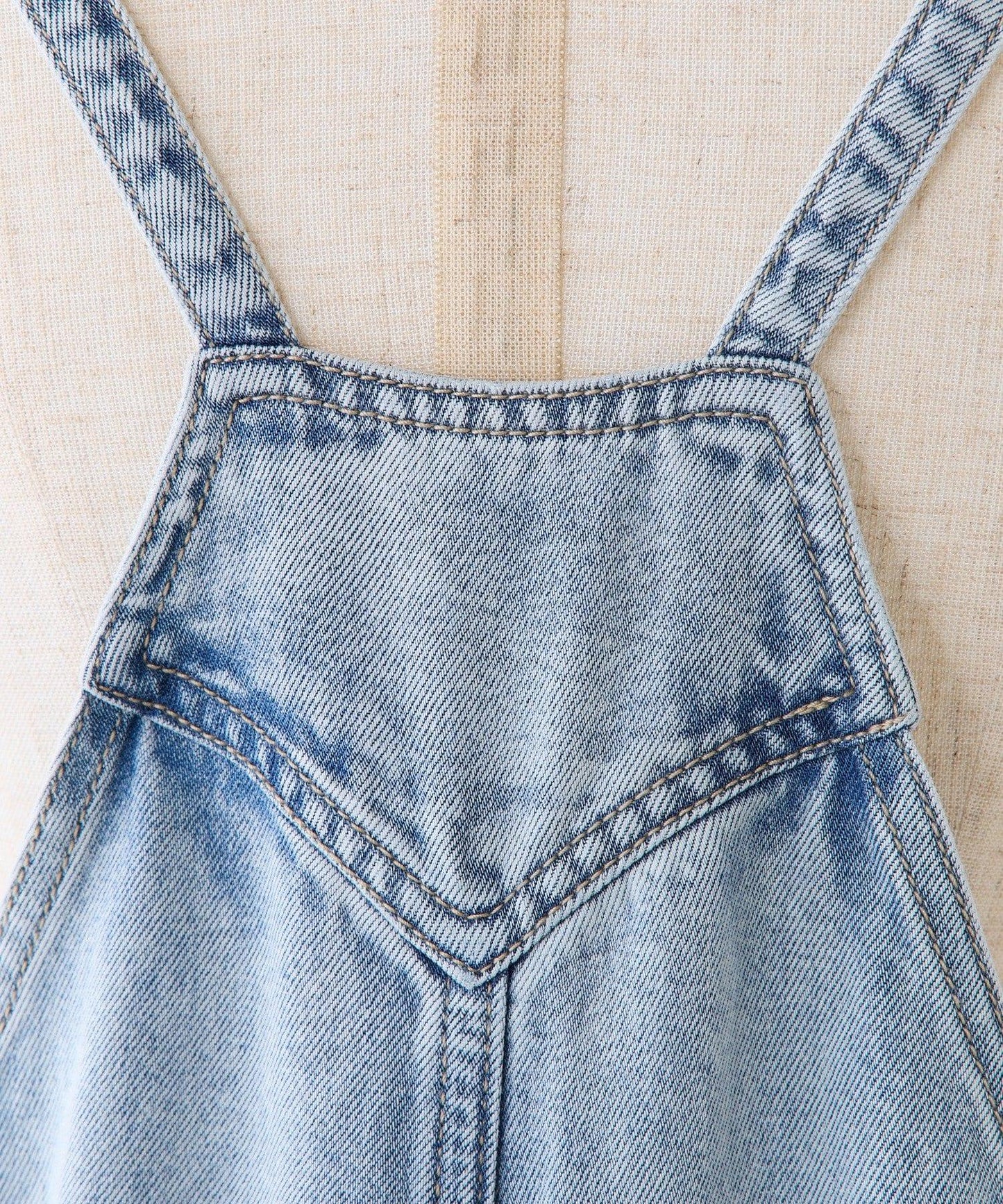 天絲混紡牛仔揹帶褲