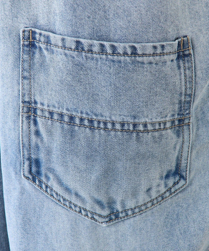 天絲混紡牛仔揹帶褲