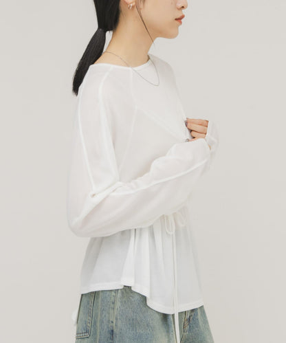 透肌寬鬆設計 配肩帶 上衣
