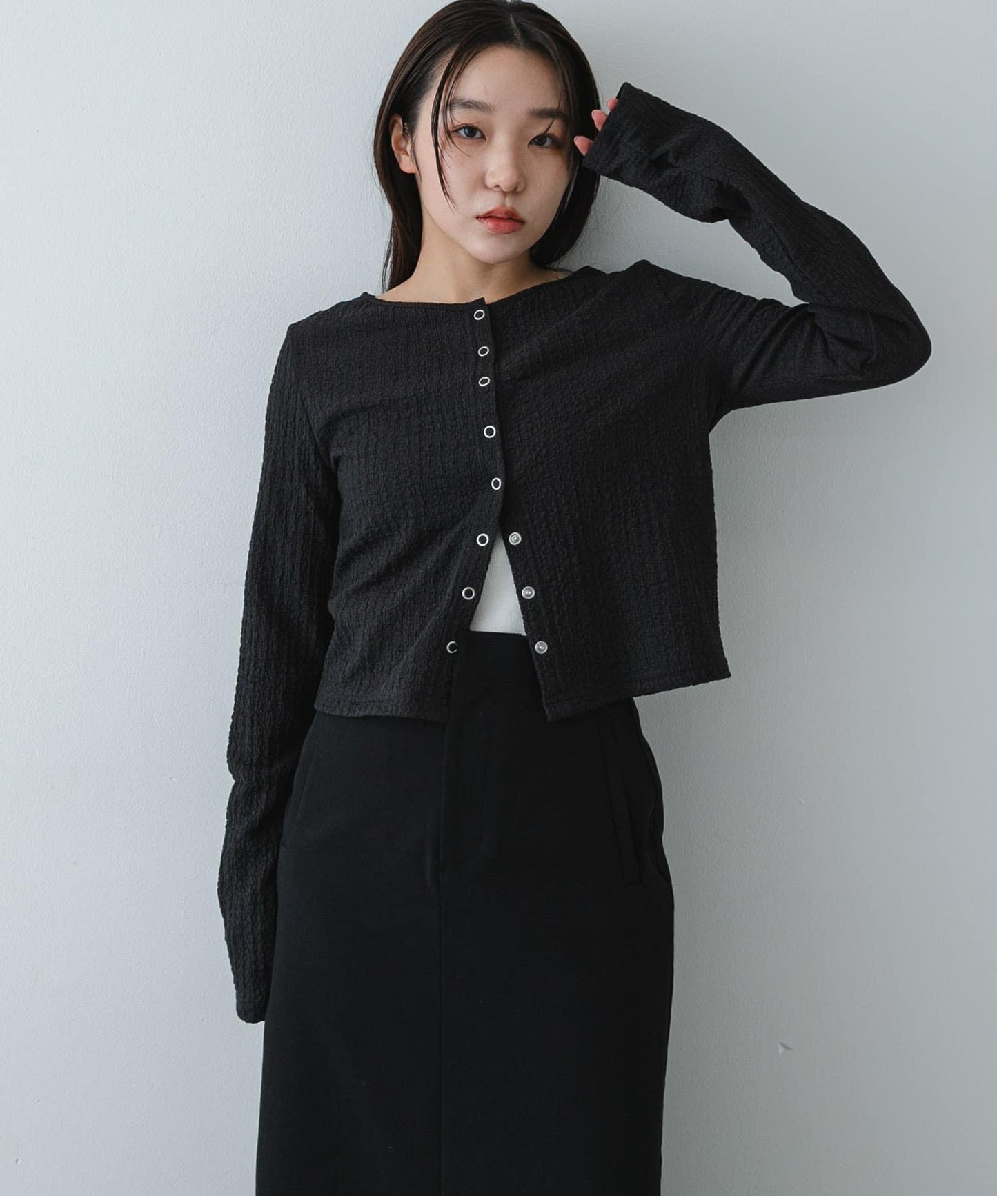 抽褶設計剪裁 針織開衫