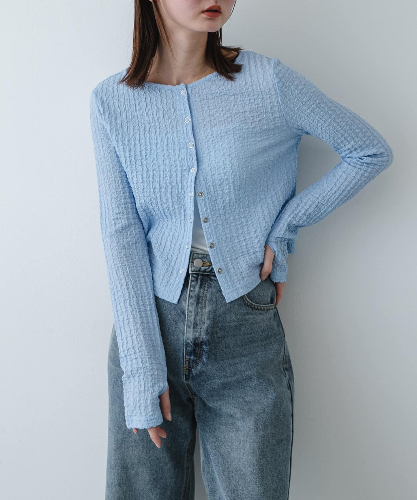 抽褶設計剪裁 針織開衫