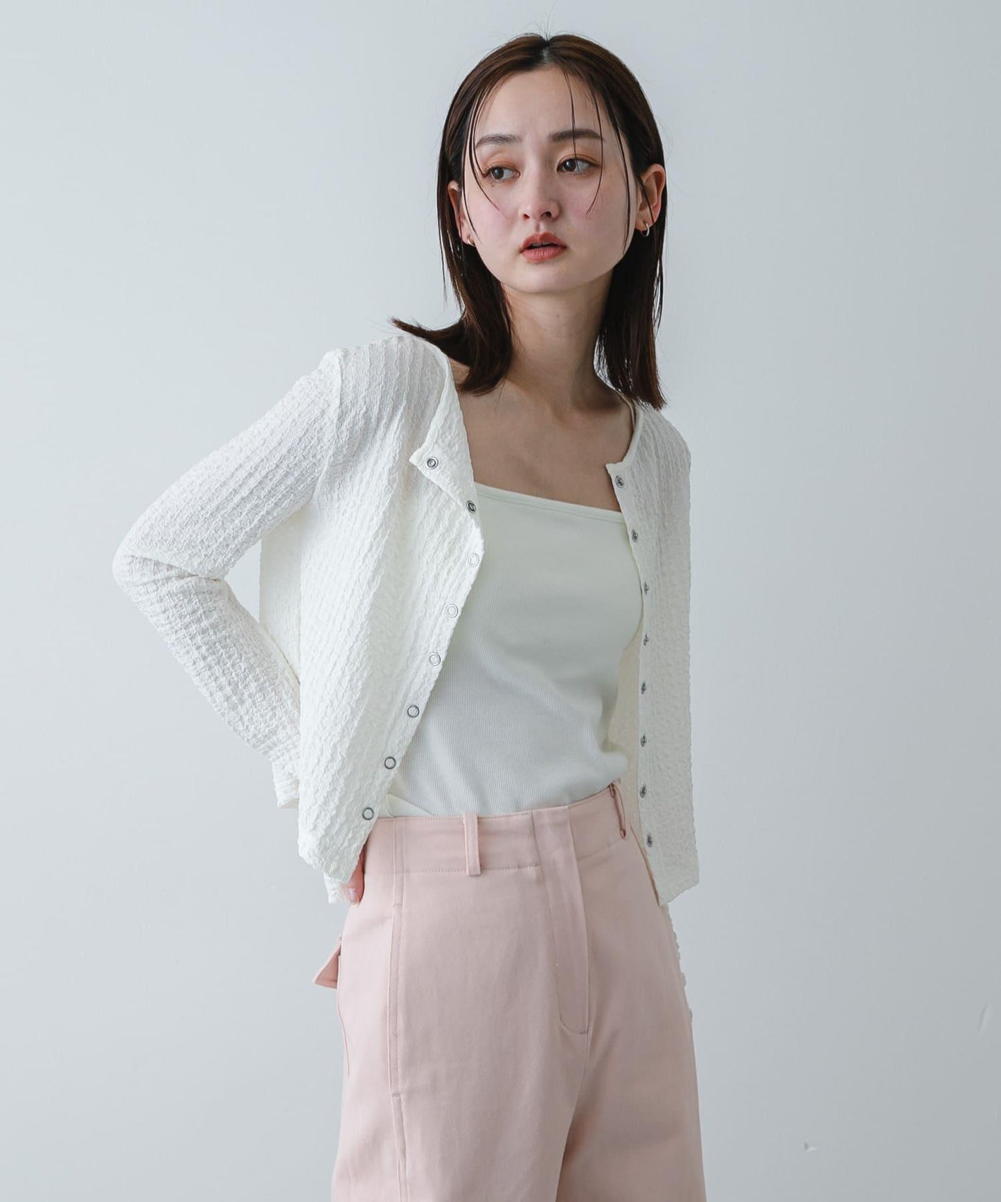 抽褶設計剪裁 針織開衫