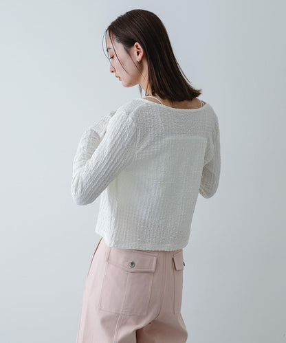 抽褶設計剪裁 針織開衫