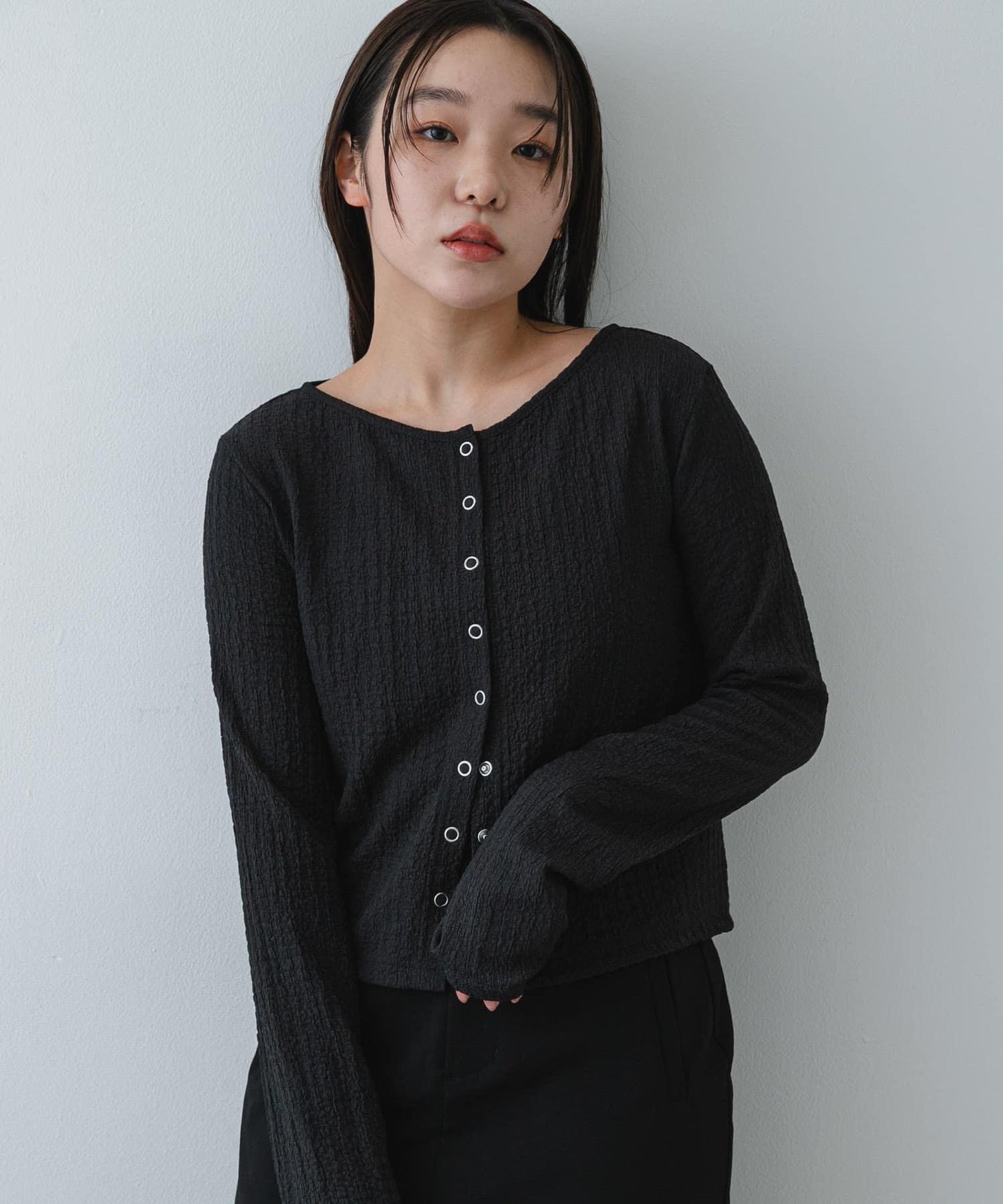 抽褶設計剪裁 針織開衫