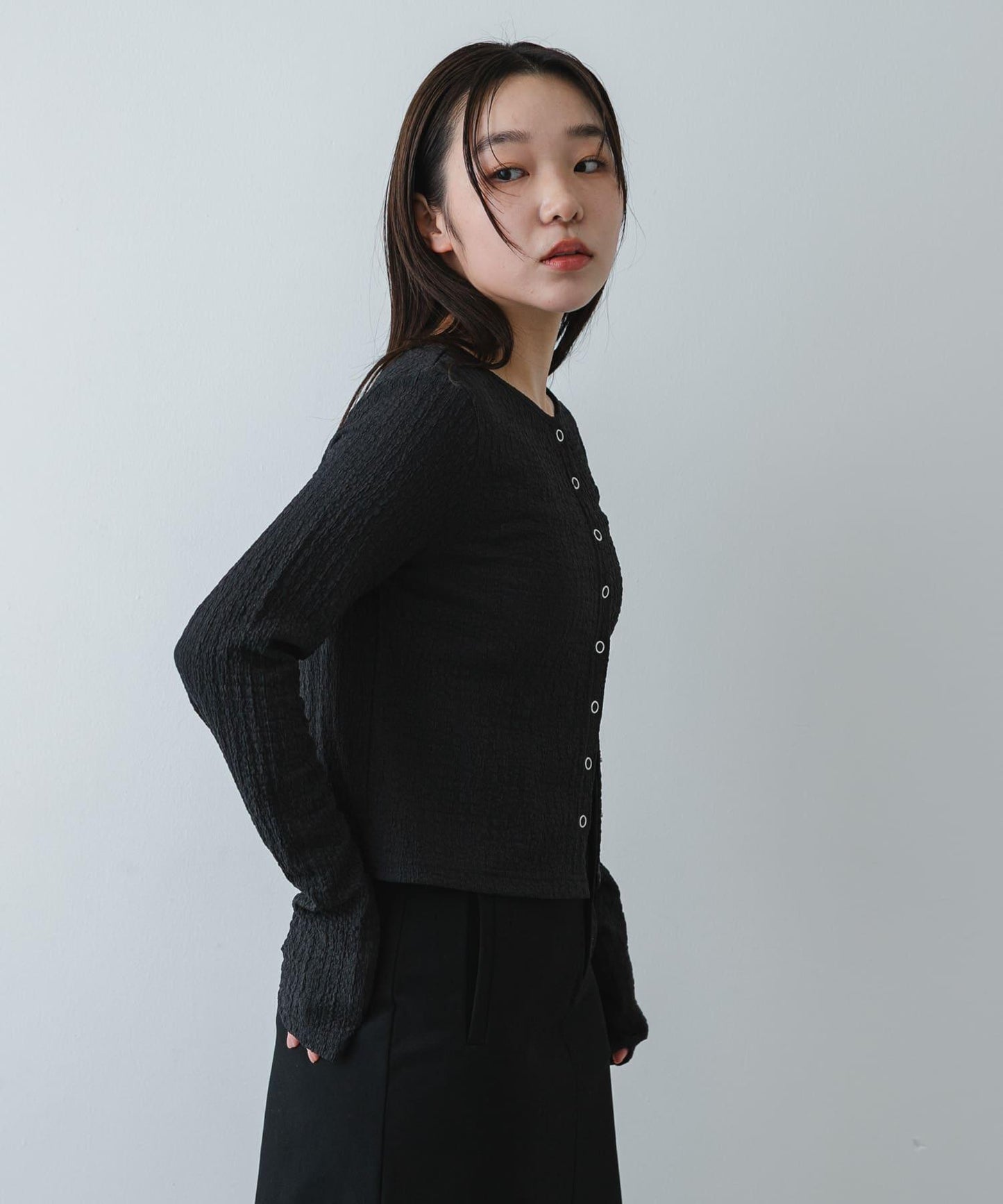 抽褶設計剪裁 針織開衫