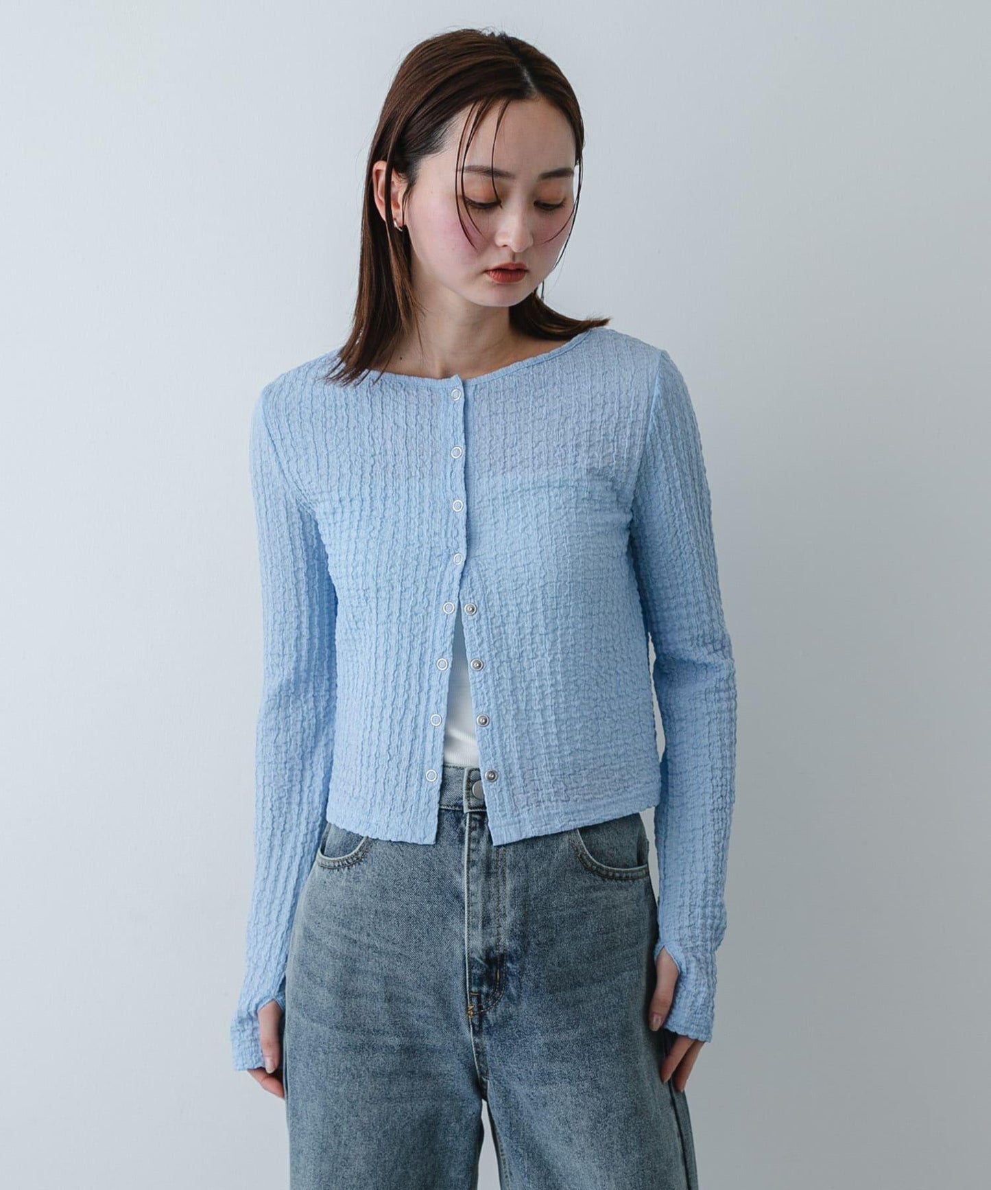 抽褶設計剪裁 針織開衫