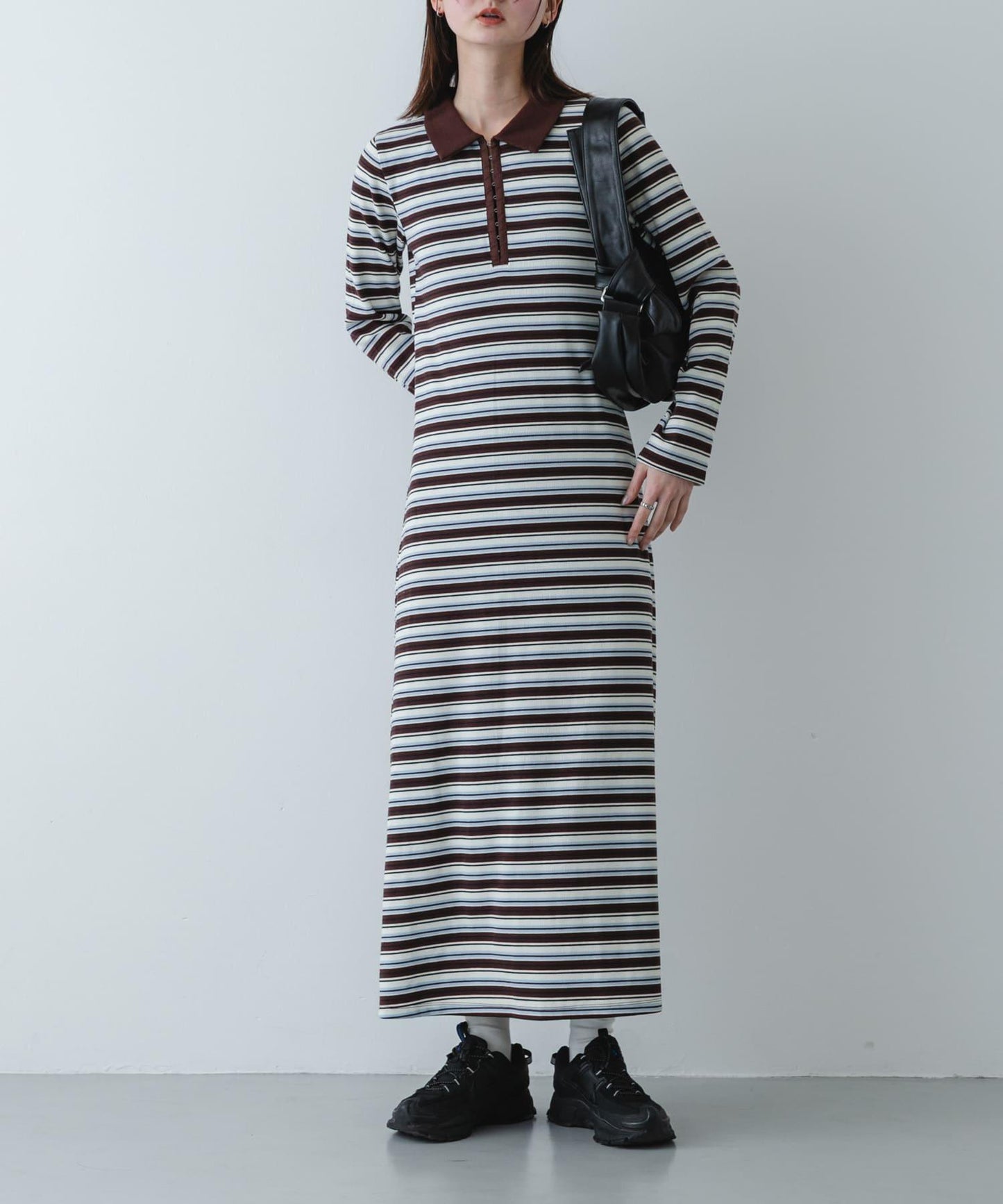 有領按扣設計 連衣裙