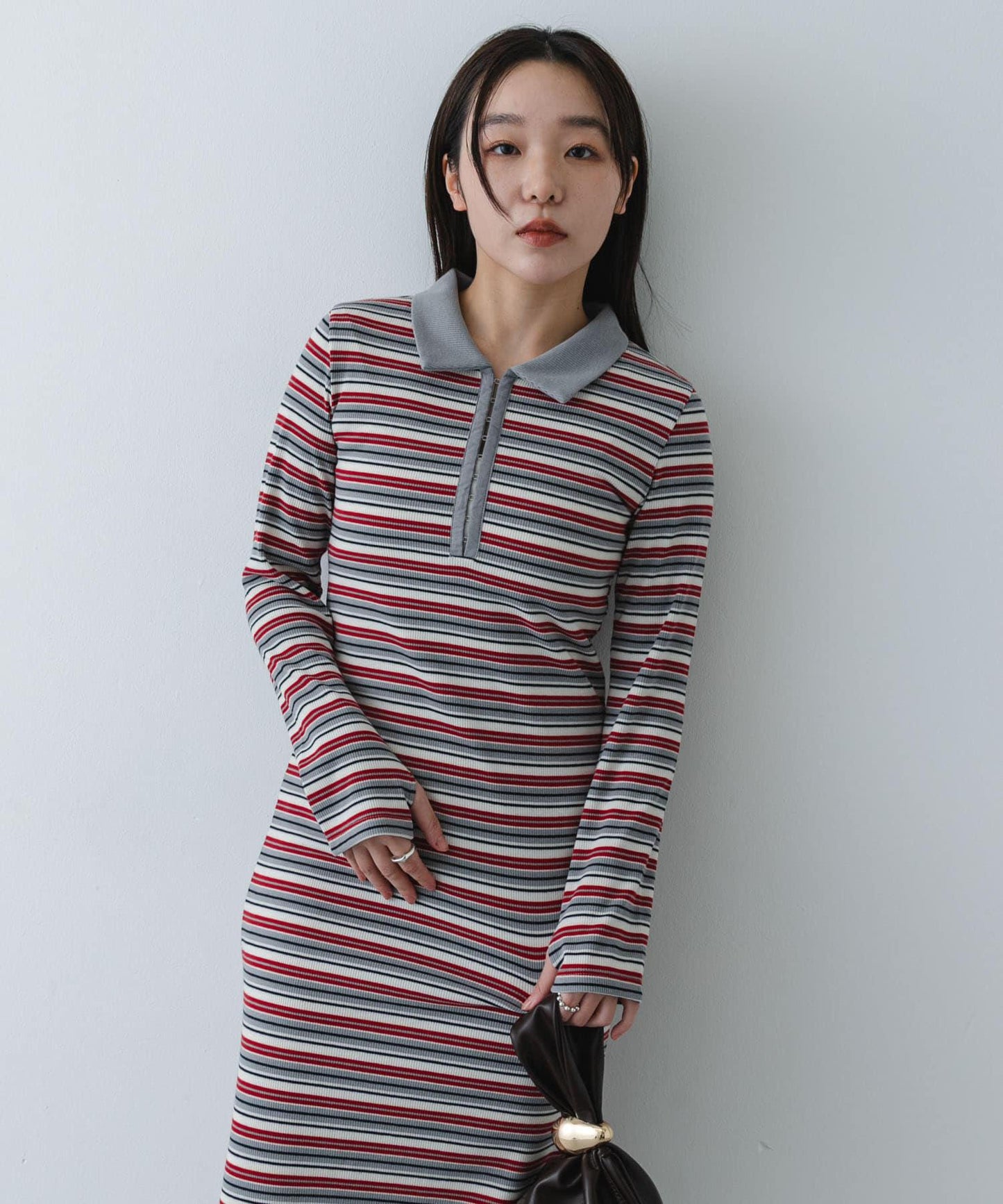 有領按扣設計 連衣裙