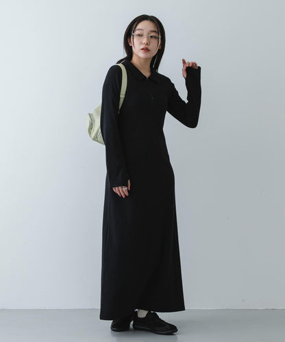 有領按扣設計 連衣裙