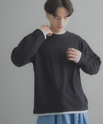 假兩件設計 長袖T恤