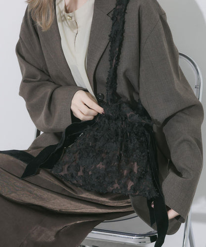 蕾絲束口設計單肩包