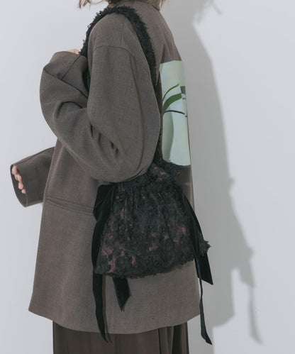 蕾絲束口設計單肩包