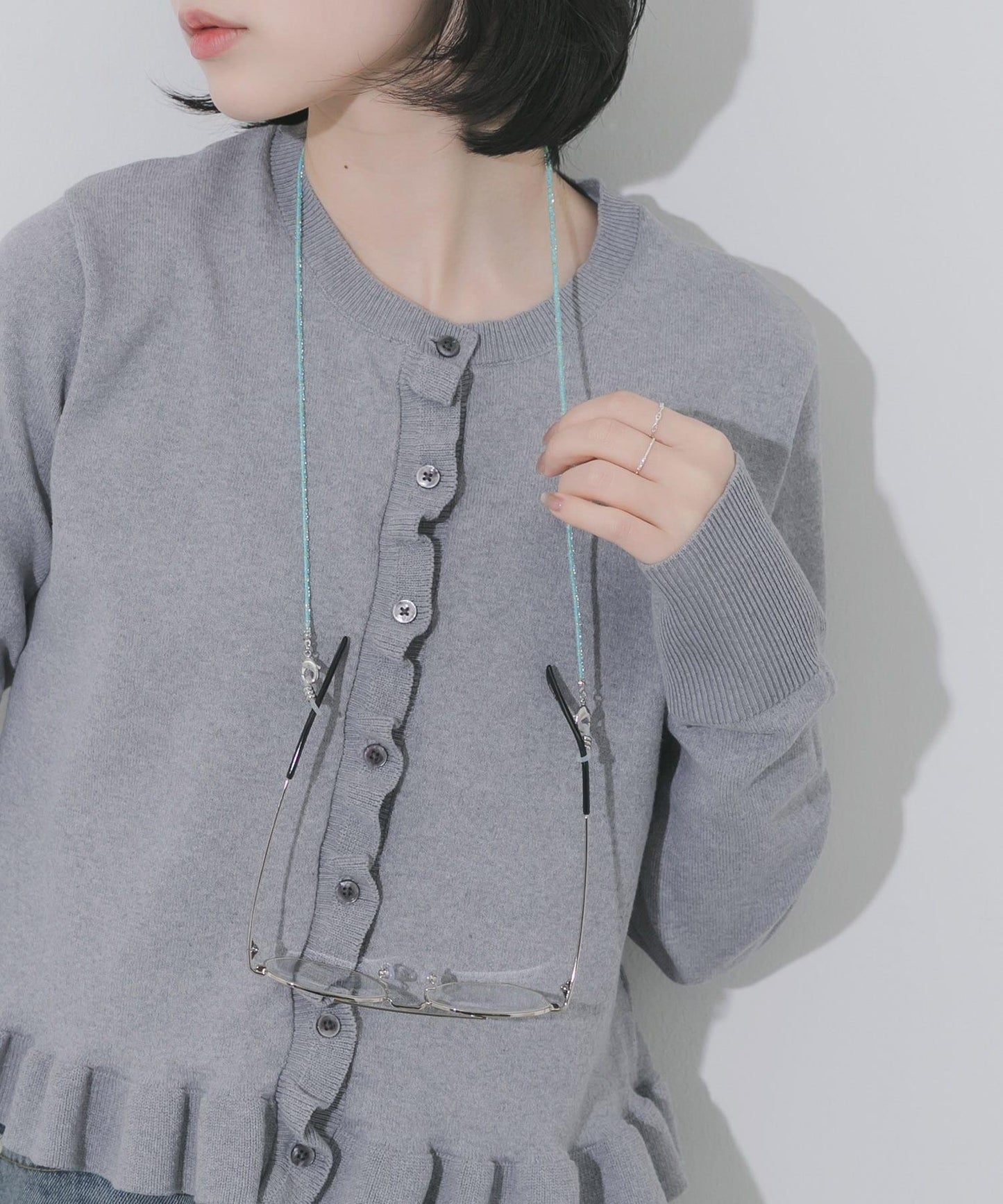 透明珠串眼鏡鏈