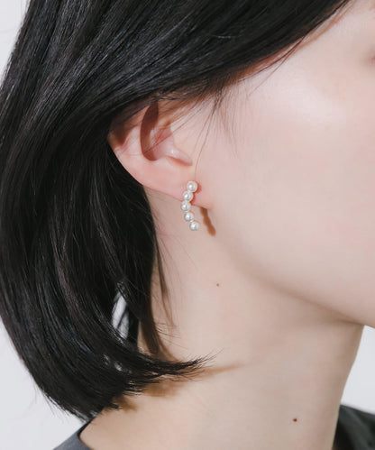 弧線造型 珍珠 耳釘